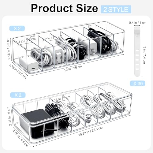 Cheardia 4 Pack Cable Organizer Box with Wire Ties, | All Products - Image 3