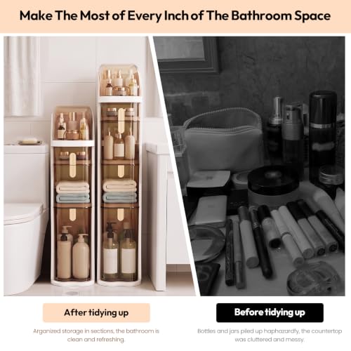 BGYMF 3-Tier Slim Bathroom Storage Cabinet with Drawers,Movable - Image 5