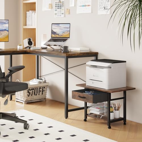 YAOHUOO 22"x15" Large Printer Stand with Drawer, 2-Tier - Image 3