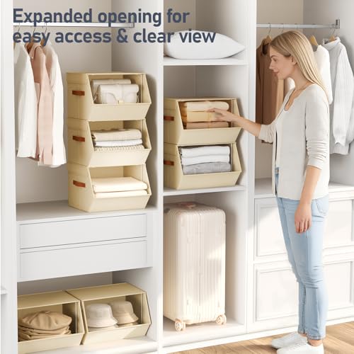 Stackable Closet Organizers and Storage Bins, Open Front Closet - Image 3