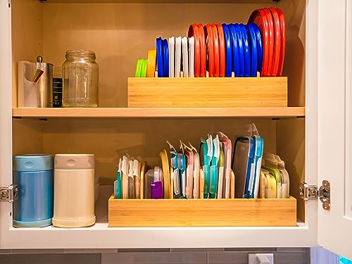 Umilife Large Bamboo Food Container Lid Organizer for Kitchen - Image 6