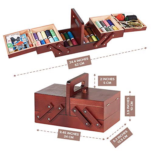 PRIMO SUPPLY Expandable Sewing Box - Seamstress Wooden Box - Image 3