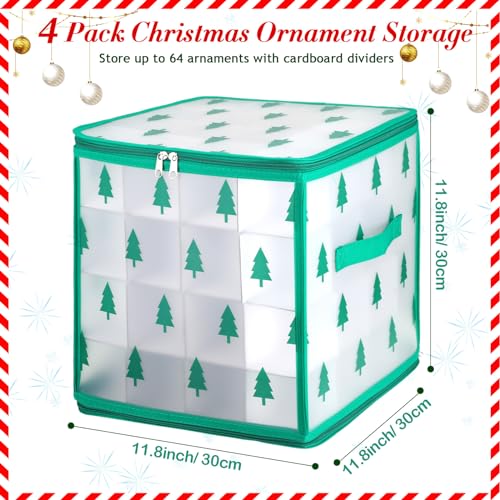 4 Pcs Ornament Storage Box with 64 Compartments, Tree Style - Image 3