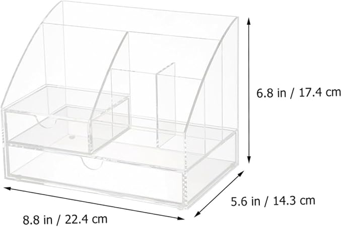 Garneck Acrylic Desk Organizer Drawer Multi-compartment Makeup and Office Supplies Storage Box Design for Use for Lipsticks Pens and Accessories