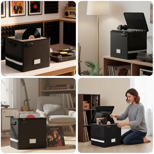 Vinyl Record Storage Box with Lock, 2-Pack Fireproof & Waterproof - Image 8
