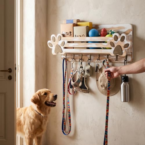 Farmhouse Dog Leash Holder for Wall, Cute Wall Mount Dog - Image 3