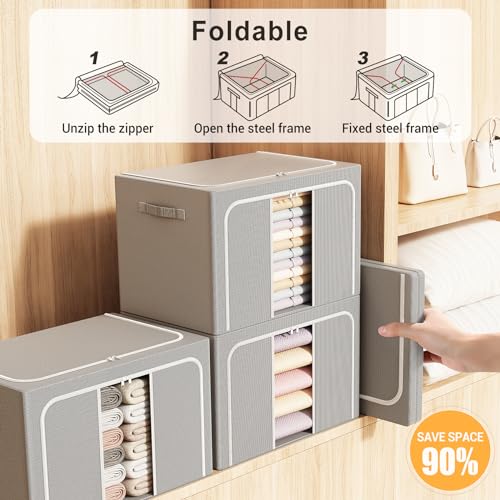 Clothes Storage Bins with Metal Frame Foldable Stora | All Products - Image 4