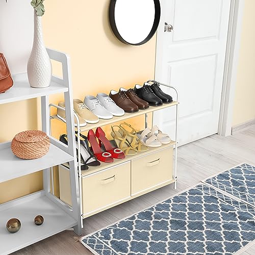 Simple Houseware 3-Tier Closet Storage with 2 Drawers, Beige - Image 7