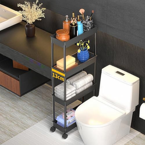 Sooyee 4 Tier Slim Storage Cart, Black - Image 3