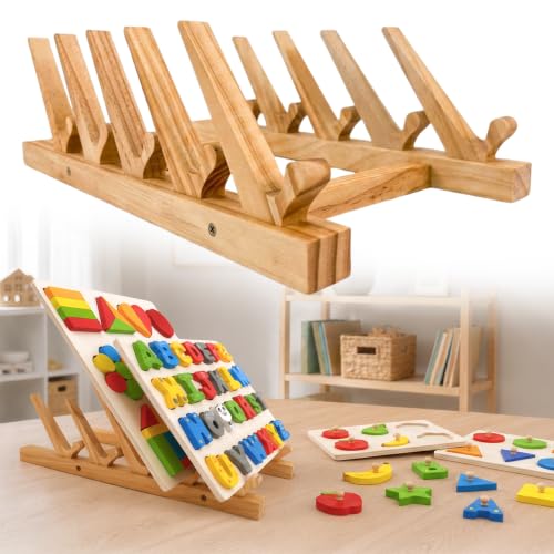 Wooden puzzle rack with a 60° tilt & wide spacing fits - Image 2