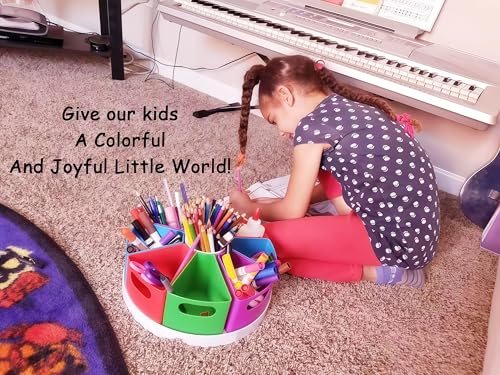 Rotating Art Supply Organizer Storage Caddy for Kids - 9 Bin - Image 3