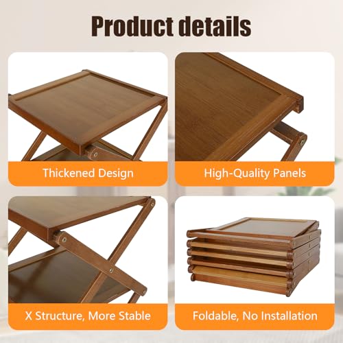 YYW Shoe Rack, Foldable Bamboo Shoes Shelf - Image 5