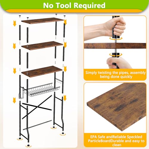 Over-The-Toilet Storage Shelf,4-Tier Bathroom Organizer Cabinet - Image 4