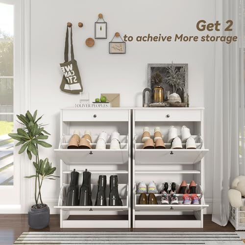FTZxHKLX Shoe Cabinet with 2 Flip Drawers, Slim Shoe - Image 5