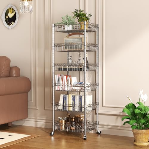 6 Tier Shelf Wire Shelving Adjustable Storage Shelves Basket Rack - Image 3