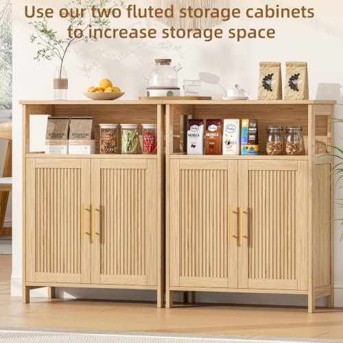 Keehusux Fluted Bathroom Storage Cabinet with 2 Doors & Shelf - Image 6