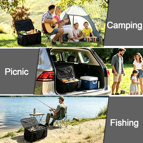 45L Tactical Camping Storage Bag with 3 Removable Dividers, Black - Image 7