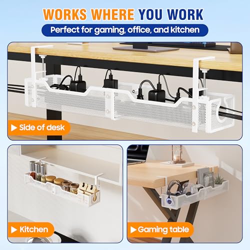 Cable Management Under Desk - 25.2" Open Slots No Dill Cable Tray - Image 8