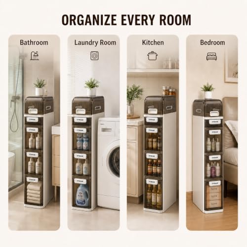 Slim Bathroom Storage Cabinet with Drawers, Narrow R | All Products - Image 5