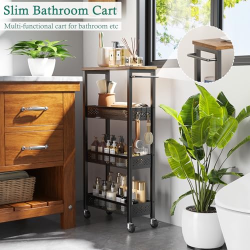 XYZLVSI Utility Slim Storage Cart, 4 Tier Kitchen Narrow Shelf - Image 4