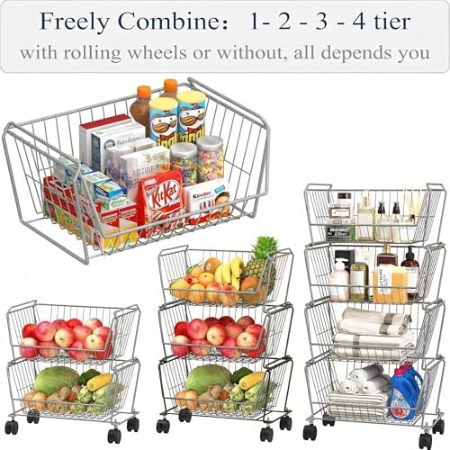 PUSDON 4-Tier Spacious Stackable Wire Storage Baskets - Image 5