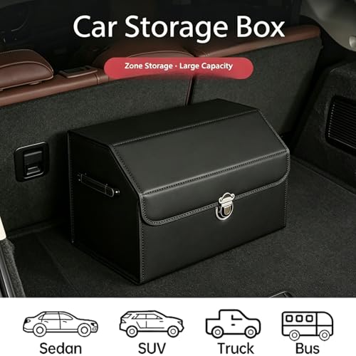 Car Trunk Organizer with Lid, Foldable PU Leather Cargo - Image 4