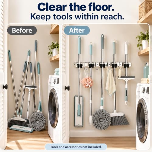 Mop and Broom Holder Wall Mount, Broom Organizer - Image 7