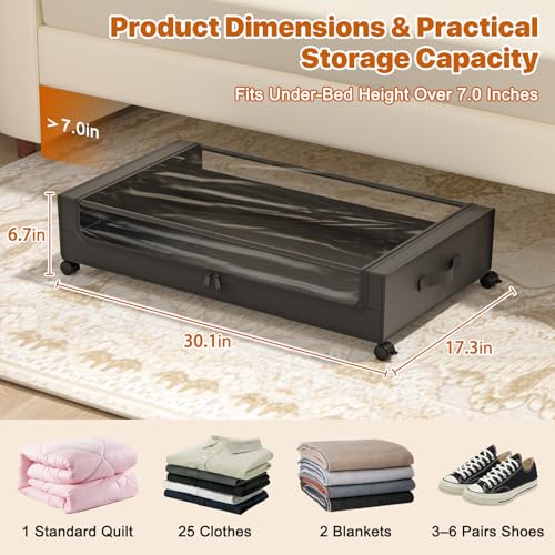 Under Bed Storage with Wheels,XXL 60L Under Bed Storage - Image 3