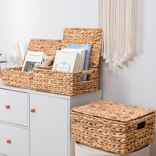 Wicker Storage Baskets, Hand-Woven Rectangular Wicker Basket - Image 4