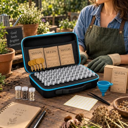 Seed Storage Organizer Kit, 120 Containers with Zipper Case - Image 3