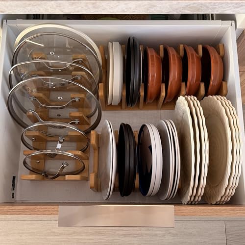 Kitchen Cabinet Organizer - Sturdy Bamboo Pot and Pan Organizer - Image 7