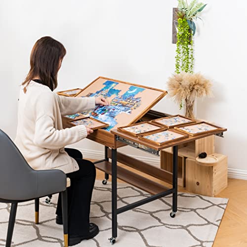 Becko US 2 in 1 Jigsaw Puzzle Table with 8 Sorting Trays - Image 3