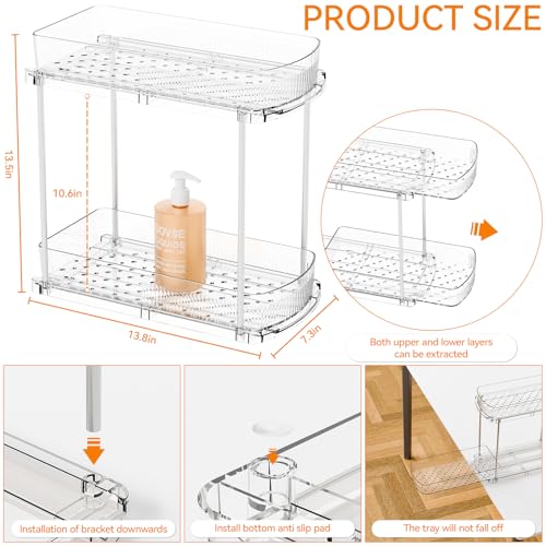 Yieach 2 Pack 13.8″ Deep 2 Tier Under Sink Storage O | All Products - Image 4