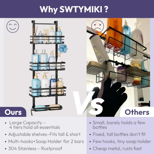 SWTYMIKI Over The Door Shower Caddy - 4 Tier Rustproof Hanging - Image 3