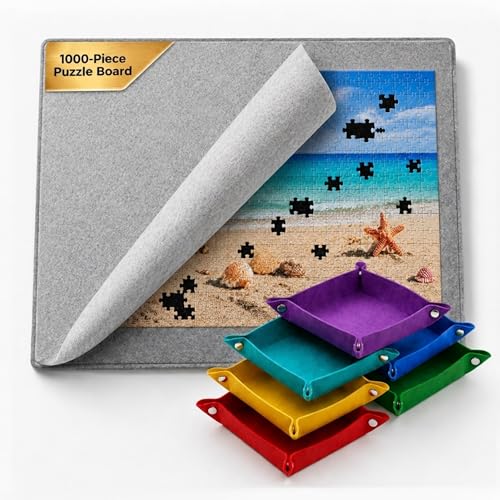 1000 Piece Felt Puzzle Board with Cover - Folding Table, 6 Trays - Image 2