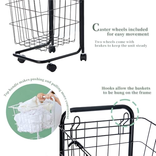 Laundry Cart Square Three Tier Laundry Basket Space-Saving - Image 6