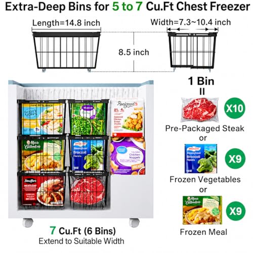 Freezer Organizer Bins - Adjustable Width & Extra Depth, 3 Pack - Image 6