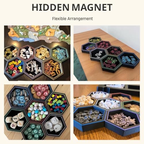 Magnetic Hex Board Game Trays, Modular Stackable Token Dice Trays - Image 7