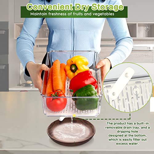 ZIJUND 14 Pack Fridge Organizer Bins with Lids, Stackable Clear - Image 6
