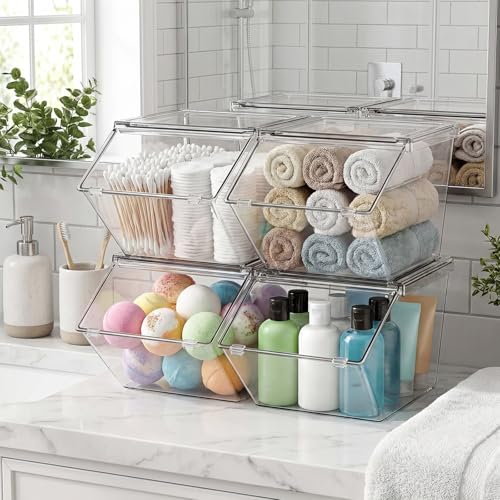 Yerliker 20 Pcs Stackable Storage Bins with Lids Organizer, Clear - Image 7
