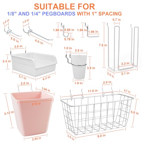 Pegboard Organizer Set 42Pack Peg Board Baskets Hooks Bins - Image 4