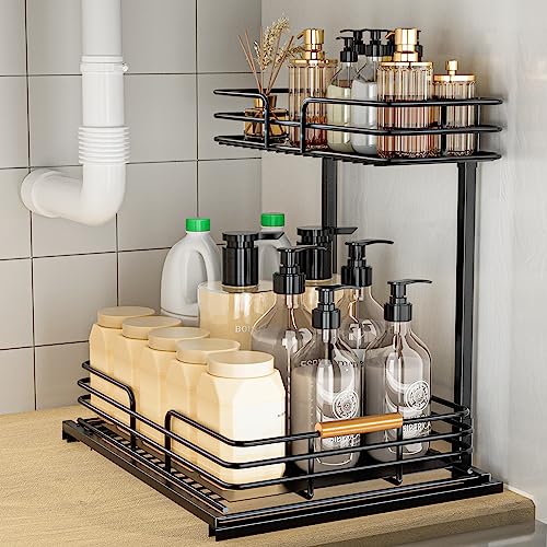 LAMU Under Sink Organizers and Storage, 2 Tier Bathroom Kitchen - Image 2