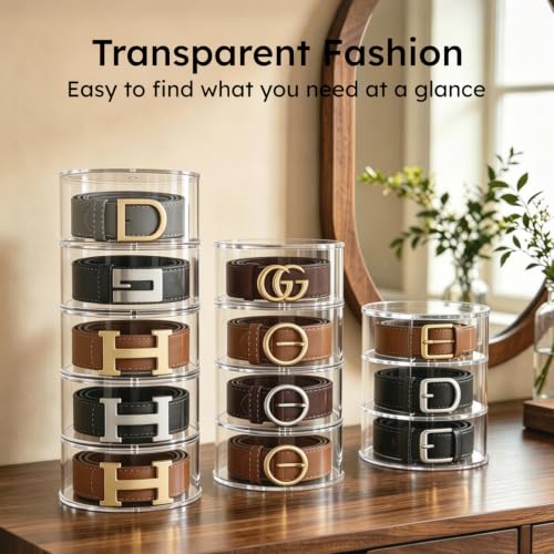 FEMELI Acrylic Belt Storage Organizers For Closet 5-Layer Clear - Image 3