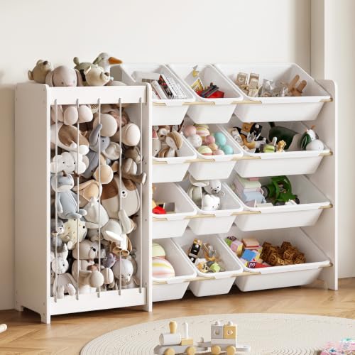 White Stuffed Animal Storage and Toy Organizer with 12 - Image 2