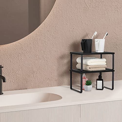 CADUKE Set of 4 Kitchen Counter Shelves, Cabinet Organizer, Black - Image 8