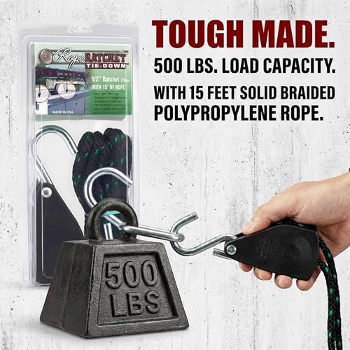 Rope Ratchet 1/2 Self Locking Pulley Hoist - 15' Garage - Image 3