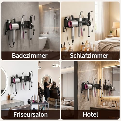 No-Drill Hair Dryer Holder Wall Mount with Storage | Home Organization - Image 7