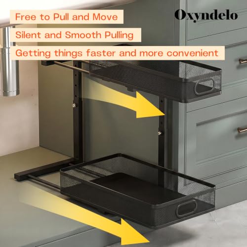 2-Tier Under Sink Organizer, Metal Pull-Out, Black, 2 Pack - Image 3