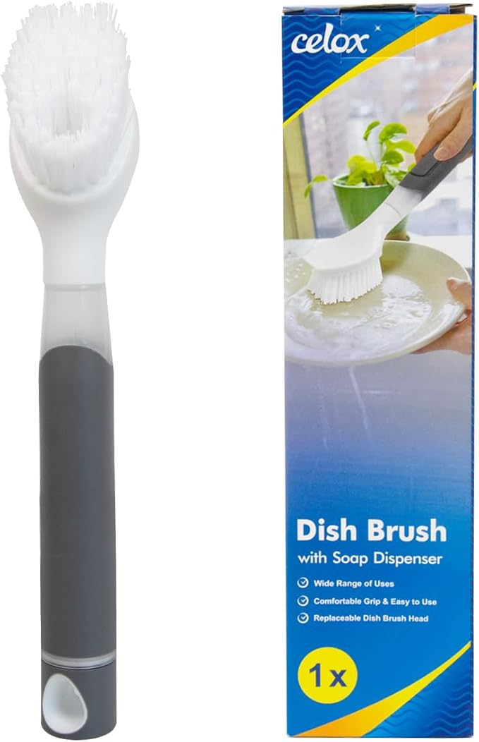 CELOX 24 Pack Durable Kitchen Sponges and Dish Soap Brush with Soap Dispenser for Dishes, Pans, Sink, Pots