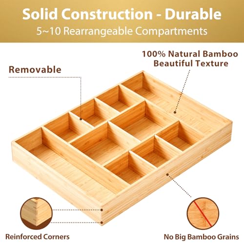Umilife Extra Large Bamboo Desk Drawer Organizer, Wo | All Products - Image 6